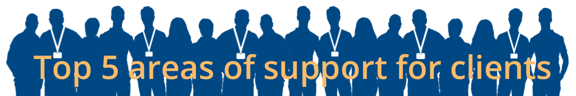 Banner stating - Top 5 area of support for clients